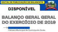 EDITAL DE PUBLICAÇÃO DE BALANÇO GERAL GERAL DO EXERCICIO DE 2019